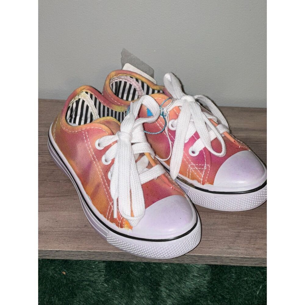 Tie Dye Multicolor Canvas Comfort Casual Shoes girls size 7.5 custom lace tie